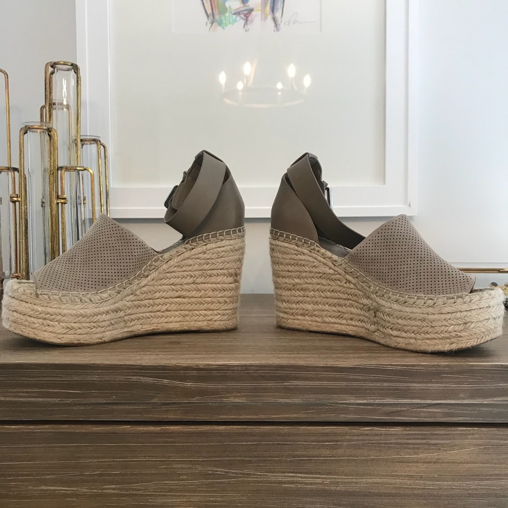 ADALYNE ESPADRILLE WEDGE SANDAL in Taupe Suede